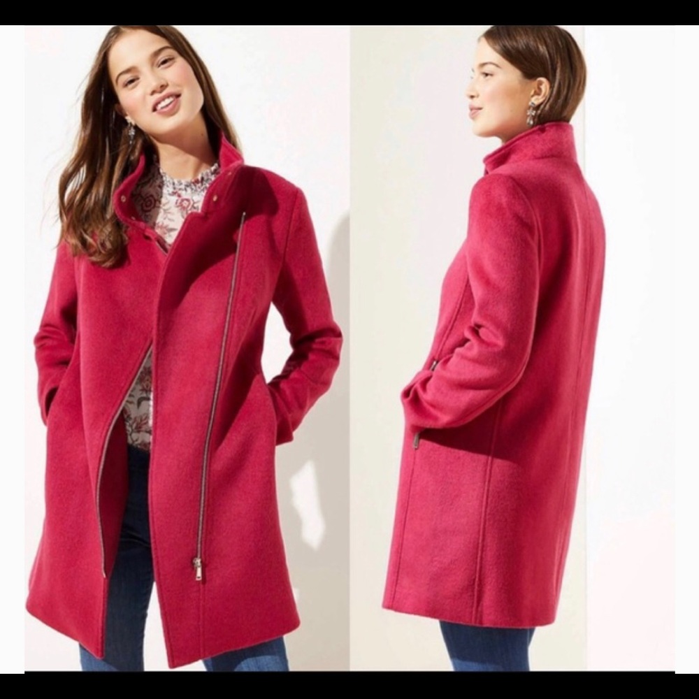 Loft Cherry Jam Wool Motto Coat